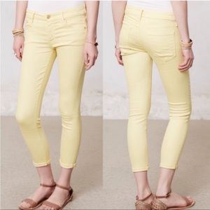 Mother The Looker Cropped Skinny Jeans In Blinding Light Yellow in Sz 26 Spring